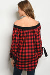 Red Black Checkered Top