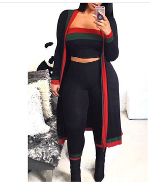 Fashionable Black two piece pants set with coat