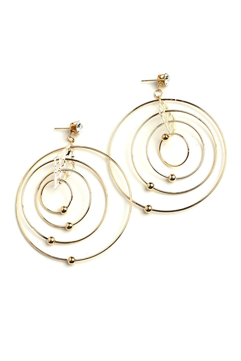 Gold Multi Hoop Pearl & Stone Earrings.