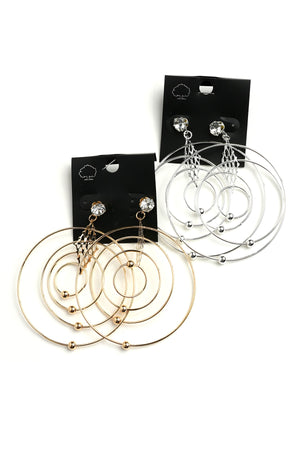 Gold Multi Hoop Pearl & Stone Earrings.